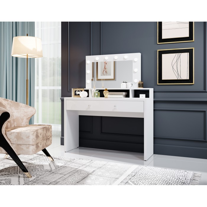Witte SENSA kaptafel – Met spiegel, lade, plank en LED – Strak en functioneel ontwerp