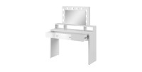 Coiffeuse SENSA blanche – Avec miroir, tiroir, étagère et LED – Design épuré et fonctionnel