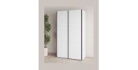 Armadio SLIDE – 120 cm – 2 porte scorrevoli – Colore bianco – Allestimento guardaroba o scaffali
