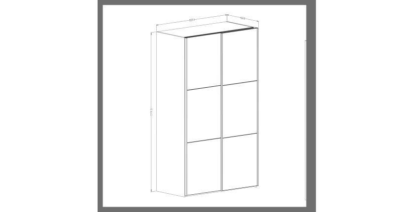Armoire SLIDE – 120 cm – 2 portes coulissantes – Coloris blanc – Aménagement penderie ou étagères