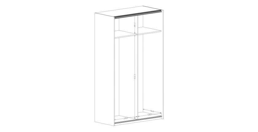 Armoire SLIDE – 120 cm – 2 portes coulissantes – Coloris blanc – Aménagement penderie ou étagères