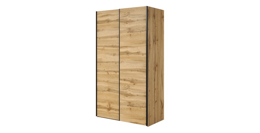 Armario SLIDE – 120 cm – 2 puertas corredizas – Color roble – Estilo natural y moderno