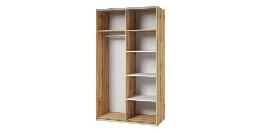 Armoire SLIDE – 120 cm – 2 portes coulissantes – Coloris chêne – Style naturel et moderne
