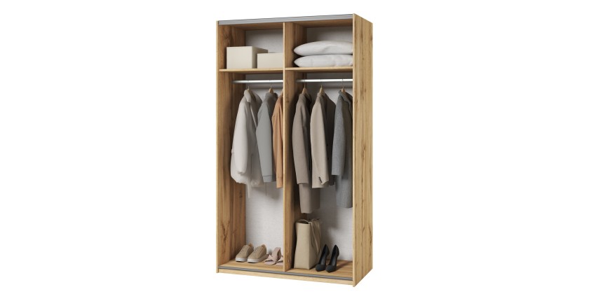 Armoire SLIDE – 120 cm – 2 portes coulissantes – Coloris chêne – Style naturel et moderne
