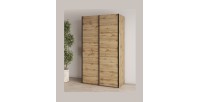 Armoire SLIDE – 120 cm – 2 portes coulissantes – Coloris chêne – Style naturel et moderne