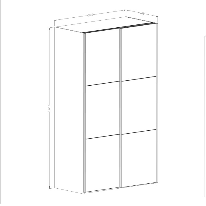 Armadio SLIDE – 120 cm – 2 porte scorrevoli – Finitura nera – Eleganza contemporanea e modulabile