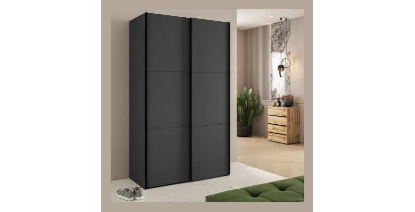 Armoire SLIDE – 120 cm – 2 portes coulissantes – Finition noire – Élégance contemporaine et modulable