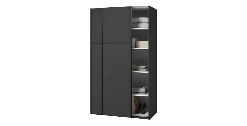 Armoire SLIDE – 120 cm – 2 portes coulissantes – Finition noire – Élégance contemporaine et modulable