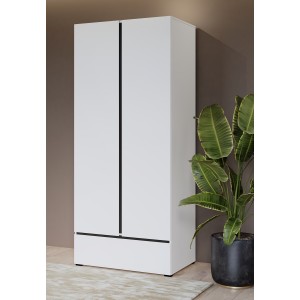 Armario HAVANA 90 cm – 2 puertas + 1 cajón – Color blanco y negro – Diseño moderno y funcional
