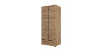 Armoire HAVANA 90 cm – Chêne et noir – 2 portes + 1 tiroir – Rangement compact au style naturel