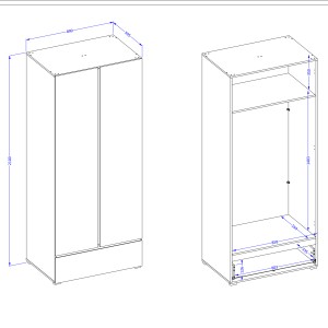 Armario HAVANA 90 cm – Roble y negro – 2 puertas + 1 cajón – Almacenamiento compacto de estilo natural