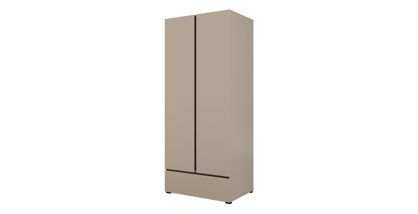 Armario HAVANA 90 cm – Beige y negro – 2 puertas + 1 cajón – Diseño compacto y contemporáneo
