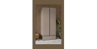 Armario HAVANA 90 cm – Beige y negro – 2 puertas + 1 cajón – Diseño compacto y contemporáneo
