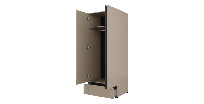 Armoire HAVANA 90 cm – Beige et noir – 2 portes + 1 tiroir – Design compact et contemporain
