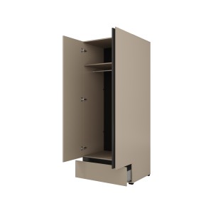 Armario HAVANA 90 cm – Beige y negro – 2 puertas + 1 cajón – Diseño compacto y contemporáneo