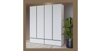 Armoire HAVANA 180 cm – 4 portes et 2 tiroirs – Coloris blanc et noir – Design moderne et grande capacité