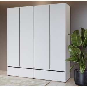 Armario HAVANA 180 cm – 4 puertas y 2 cajones – Color blanco y negro – Diseño moderno y gran capacidad