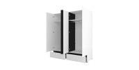 Armoire HAVANA 180 cm – 4 portes et 2 tiroirs – Coloris blanc et noir – Design moderne et grande capacité