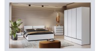 Armoire HAVANA 180 cm – 4 portes et 2 tiroirs – Coloris blanc et noir – Design moderne et grande capacité