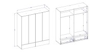 Armoire HAVANA 180 cm – 4 portes et 2 tiroirs – Coloris blanc et noir – Design moderne et grande capacité