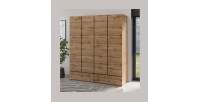 Armoire HAVANA 180 cm – Chêne et noir – 4 portes + 2 tiroirs – Élégance naturelle et grande capacité