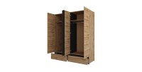 Armoire HAVANA 180 cm – Chêne et noir – 4 portes + 2 tiroirs – Élégance naturelle et grande capacité