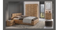 Armoire HAVANA 180 cm – Chêne et noir – 4 portes + 2 tiroirs – Élégance naturelle et grande capacité