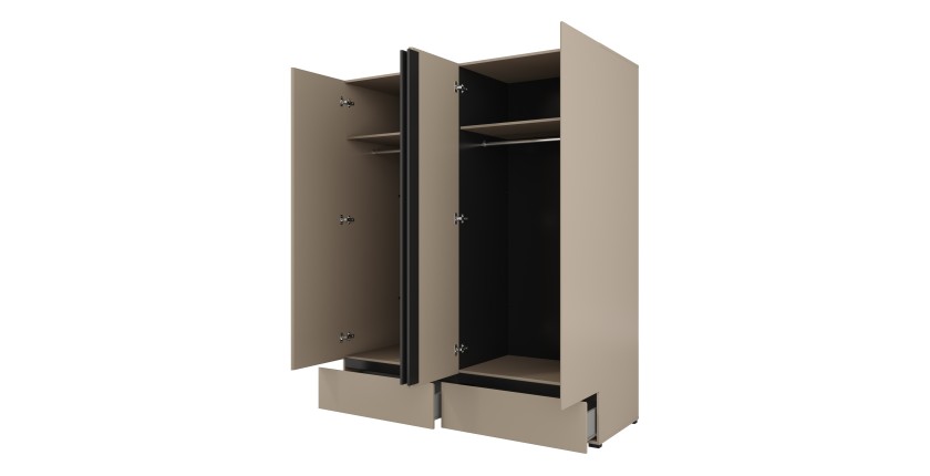 Armoire HAVANA 180 cm – Beige et noir – 4 portes et 2 tiroirs – Élégance moderne et rangement XXL