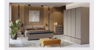 Armoire HAVANA 180 cm – Beige et noir – 4 portes et 2 tiroirs – Élégance moderne et rangement XXL