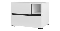 Table de chevet HAVANA blanche et noire – 2 tiroirs et 1 niche – Design contemporain et fonctionnel