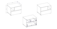 Table de chevet HAVANA blanche et noire – 2 tiroirs et 1 niche – Design contemporain et fonctionnel