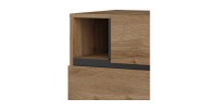 Tavolino da notte HAVANA in quercia e nero - 2 cassetti e 1 nicchia - Stile naturale e storage pratico