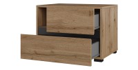 Table de chevet HAVANA chêne et noir – 2 tiroirs et 1 niche – Style naturel et rangement pratique