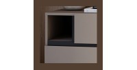 Comodino HAVANA beige e nero - 2 cassetti e 1 vano - Contenitore moderno e design elegante