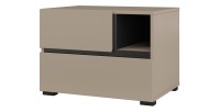 Table de chevet HAVANA beige et noir – 2 tiroirs et 1 niche – Rangement moderne et design élégant