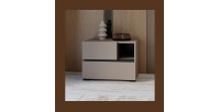 Comodino HAVANA beige e nero - 2 cassetti e 1 vano - Contenitore moderno e design elegante