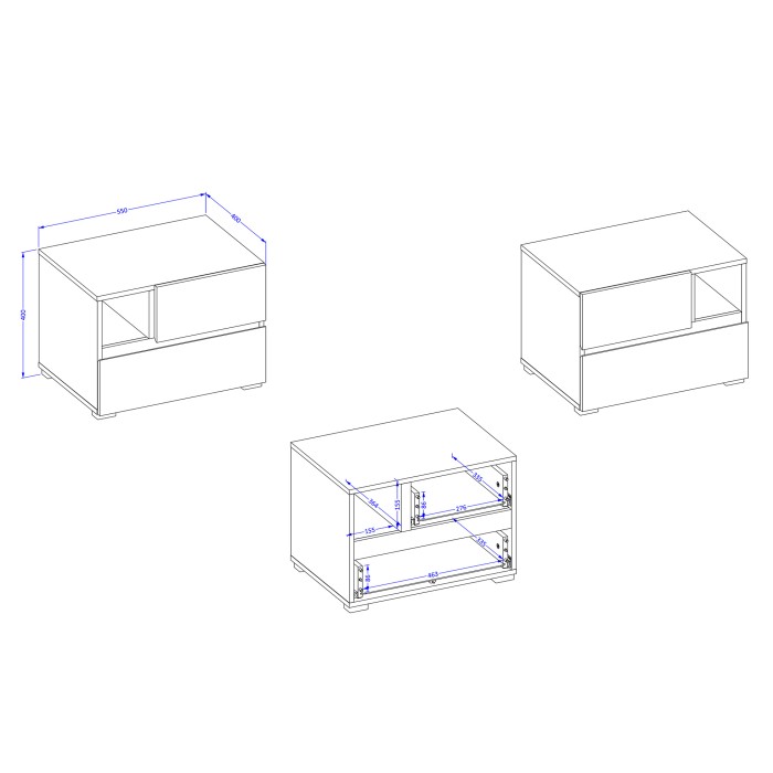 Nachttisch HAVANA beige und schwarz – 2 Schubladen und 1 Fach – Moderner Stauraum und elegantes Design