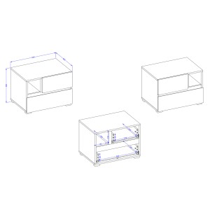 Table de chevet HAVANA beige et noir – 2 tiroirs et 1 niche – Rangement moderne et design élégant