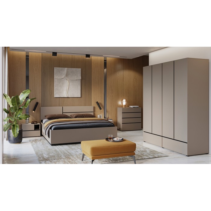 Nachttisch HAVANA beige und schwarz – 2 Schubladen und 1 Fach – Moderner Stauraum und elegantes Design