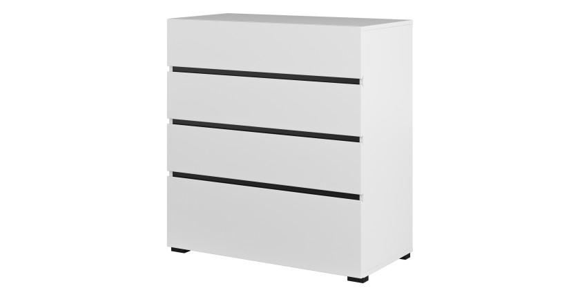 Commode HAVANA blanche et noire – 4 tiroirs – Style contemporain et rangement pratique