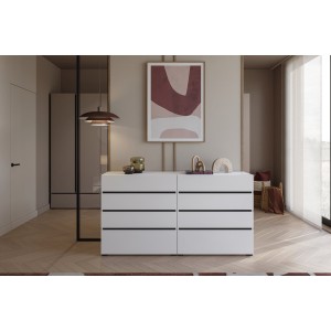 Cómoda HAVANA blanca y negra – 4 cajones – Estilo contemporáneo y almacenamiento práctico