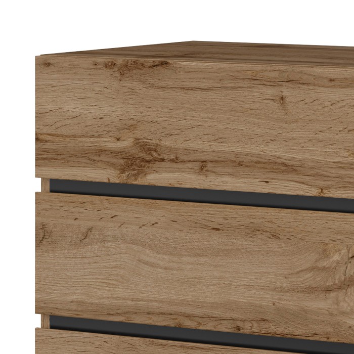 Kommode HAVANA Eiche und Schwarz – 4 Schubladen – Natürlicher Stil und moderner Stauraum