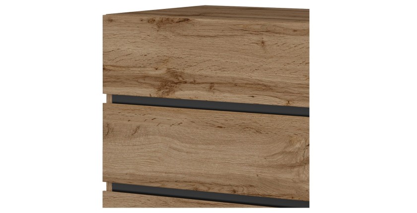 Commode HAVANA chêne et noir – 4 tiroirs – Style naturel et rangement moderne