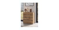 Commode HAVANA chêne et noir – 4 tiroirs – Style naturel et rangement moderne