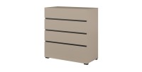 Commode HAVANA beige et noir – 4 tiroirs – Élégance moderne et rangement compact