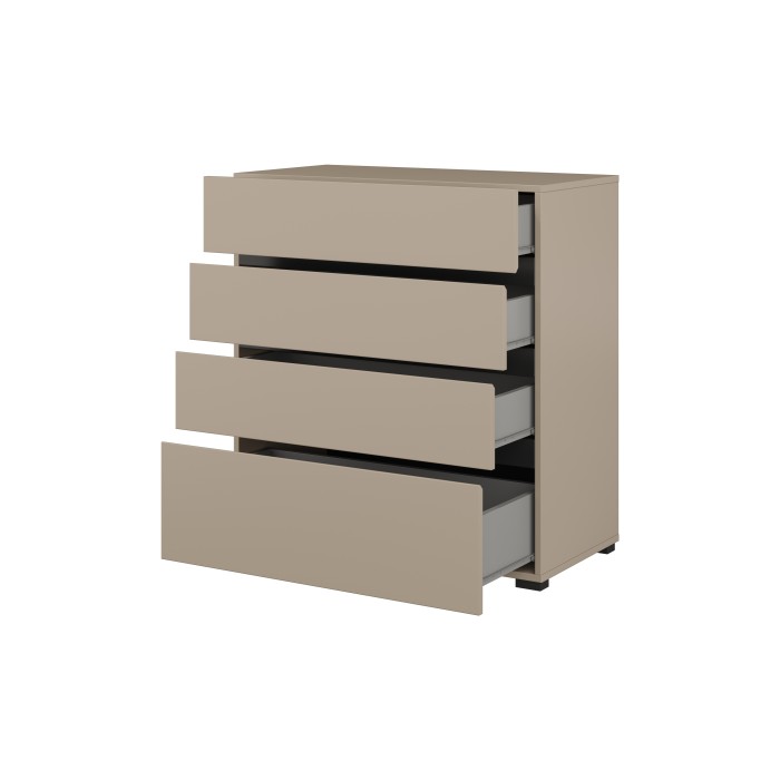 Kommode HAVANA beige und schwarz – 4 Schubladen – Moderne Eleganz und kompakte Aufbewahrung