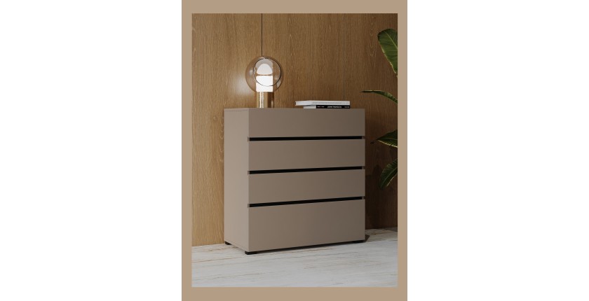 Kommode HAVANA beige und schwarz – 4 Schubladen – Moderne Eleganz und kompakte Aufbewahrung