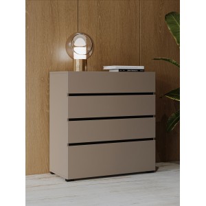 Kommode HAVANA beige und schwarz – 4 Schubladen – Moderne Eleganz und kompakte Aufbewahrung