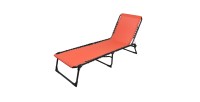 Set di 2 lettini da sole corallo – 187x56x26/85 cm – Metallo – Tela resistente – Schienale reclinabile
