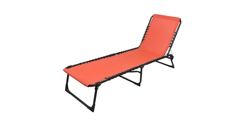 Set di 2 lettini da sole corallo – 187x56x26/85 cm – Metallo – Tela resistente – Schienale reclinabile